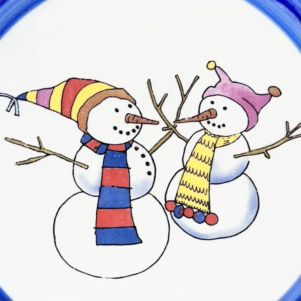 Christmas Swirl Snowman Dinner Plate 10.75